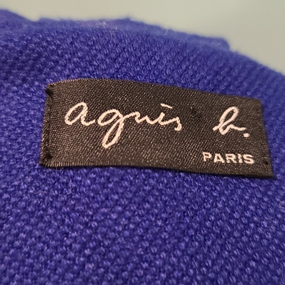 AGNES B Vibrat Blue wool blend coat With Oversized Round Collar - Picture 9 of 13